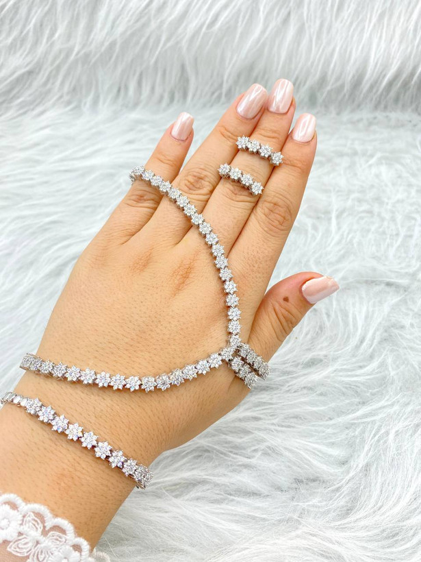 سرویس نقره جواهری زنانه کد 60024