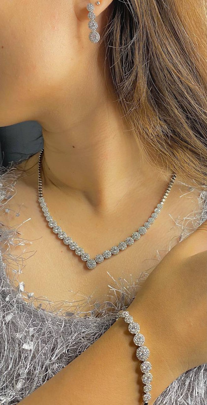 سرویس نقره جواهری زنانه کد 60052