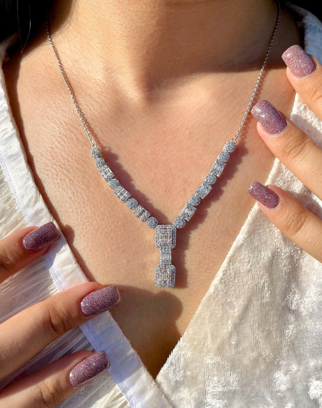 سرویس زنجیری امرالدکات نقره جواهری زنانه کد 60074