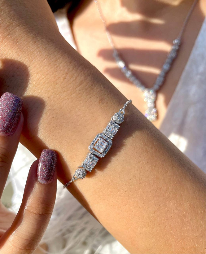 سرویس زنجیری امرالدکات نقره جواهری زنانه کد 60074