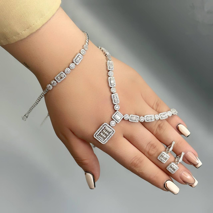 سرویس نقره جواهری زنانه کد 60086