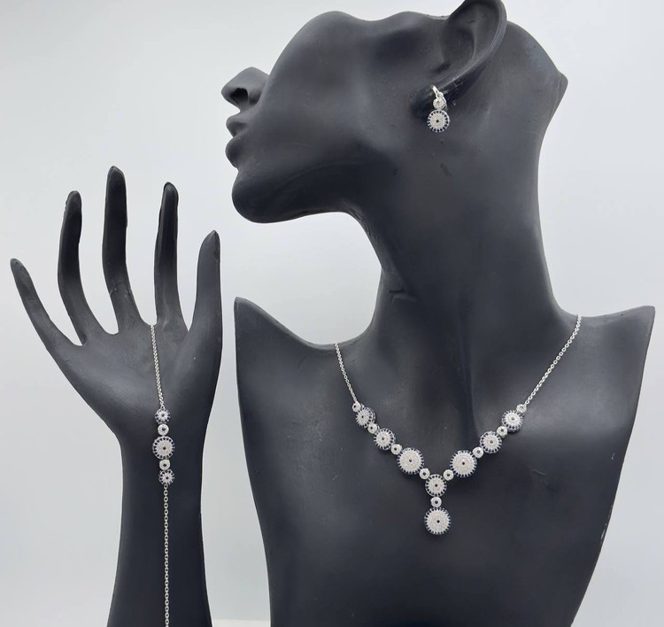 سرویس زنجیری نقره جواهری زنانه کد 60123