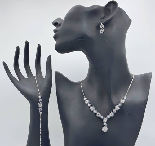 سرویس زنجیری نقره جواهری زنانه کد 60124