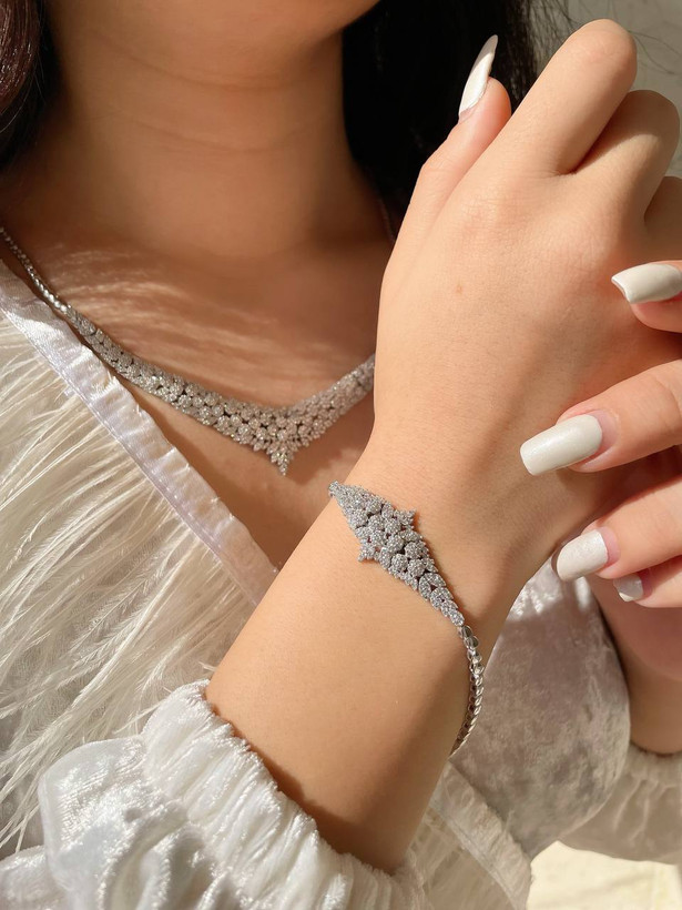 سرویس نقره جواهری زنانه کد 60138