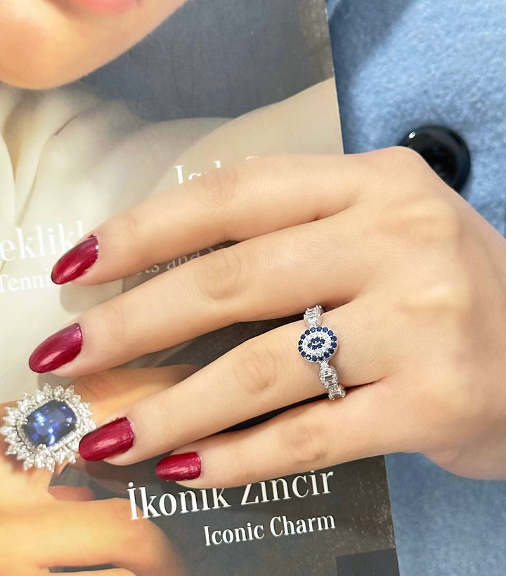 انگشتر جواهری چشم نظر نقره زنانه کد 10367
