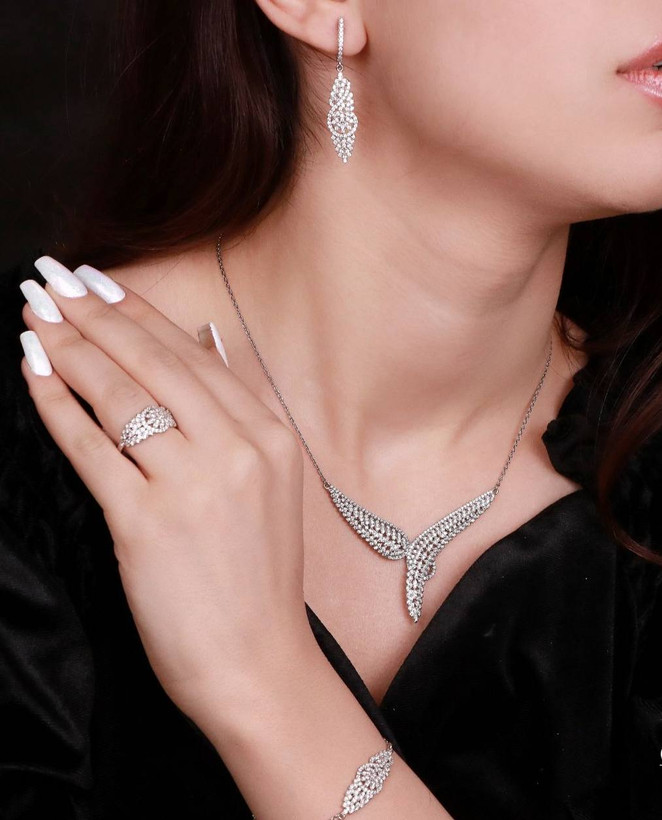 سرویس نقره جواهری زنانه کد 60238