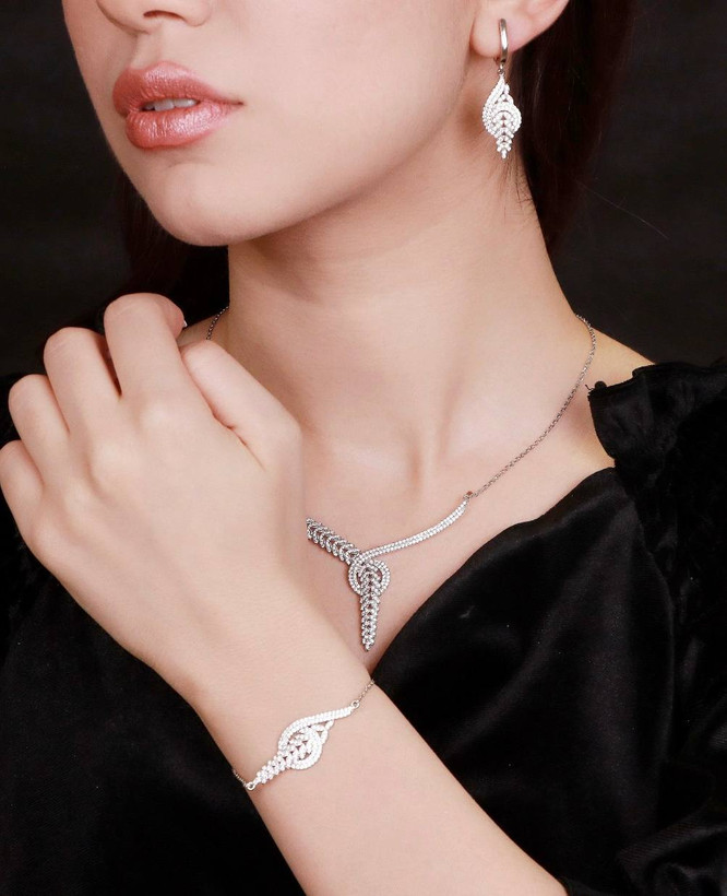 سرویس نقره جواهری زنانه کد 60251