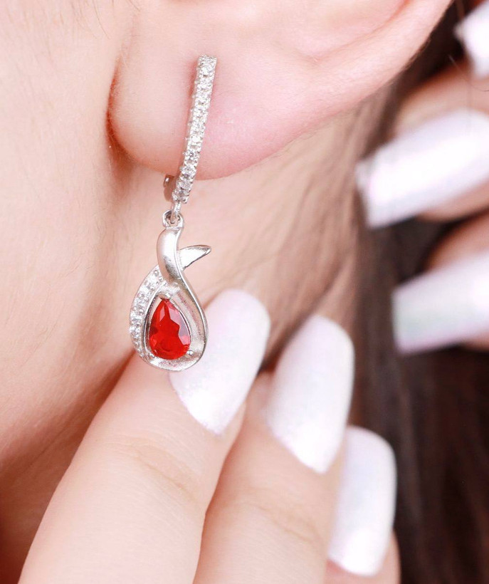 سرویس نقره یاقوت سرخ جواهری زنانه کد 60255