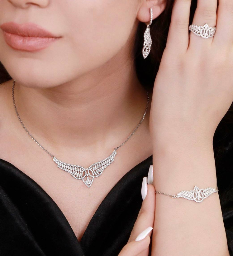 سرویس نقره جواهری زنانه کد 60256