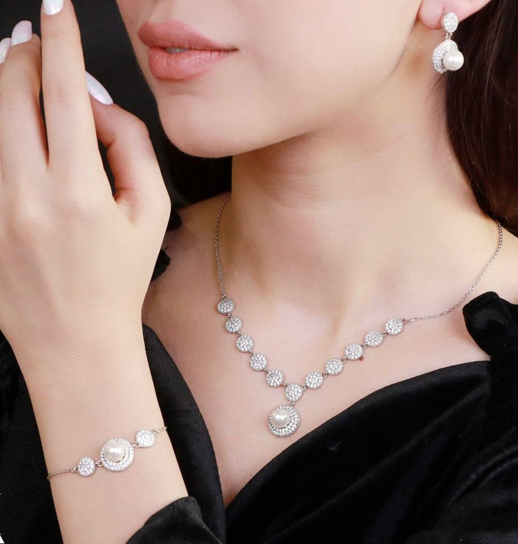 سرویس نقره جواهری زنانه کد 60259
