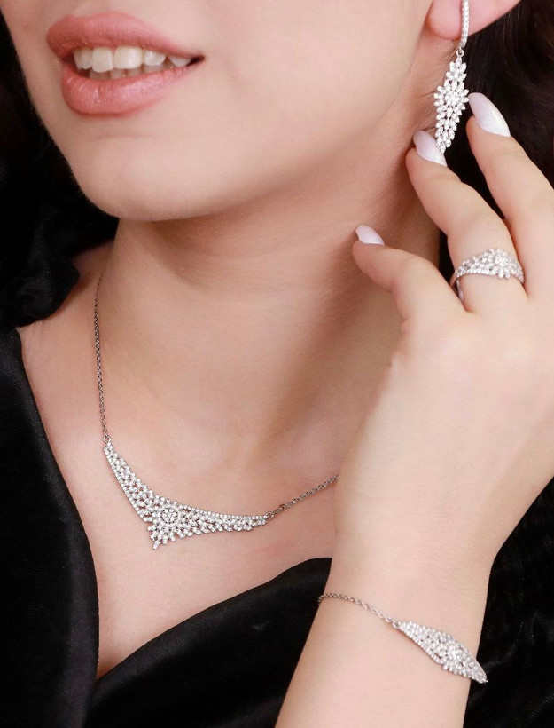 سرویس نقره جواهری زنانه کد 60262