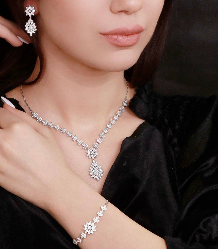 سرویس نقره جواهری زنانه کد 60263