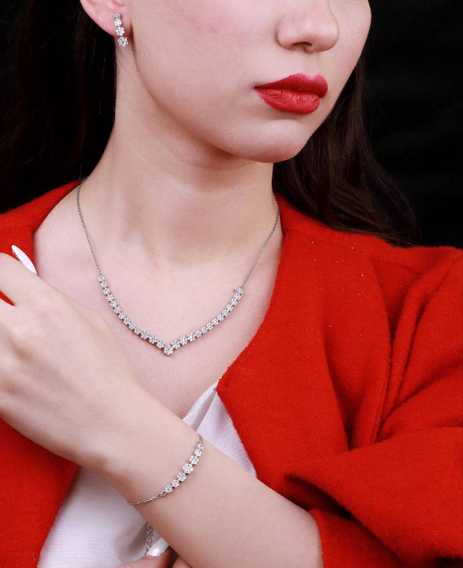 سرویس نقره فلاور جواهری زنانه کد 60286