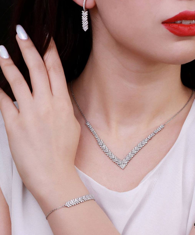 سرویس نقره جواهری زنانه کد 60288