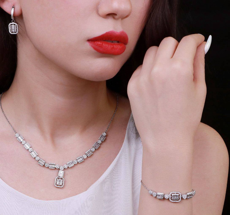 سرویس نقره جواهری زنانه کد 60289
