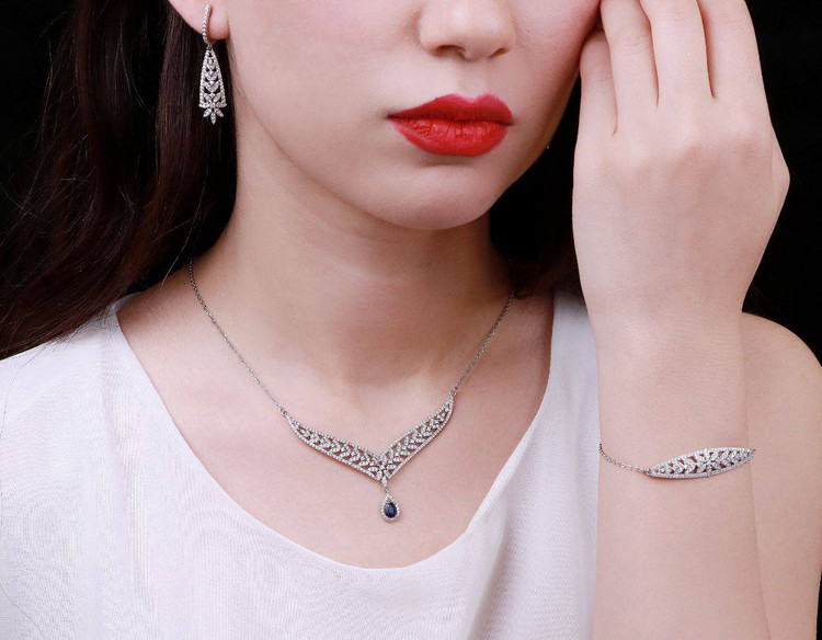 سرویس نقره جواهری زنانه کد 60290