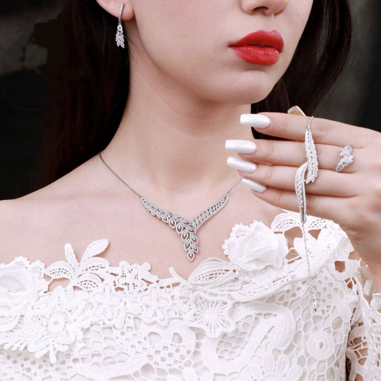 سرویس نقره جواهری زنانه کد 60301