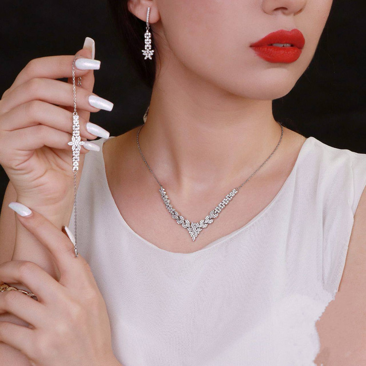 سرویس نقره جواهری زنانه کد 60304