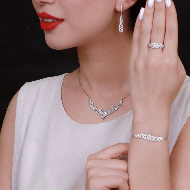 سرویس نقره جواهری زنانه کد 60307