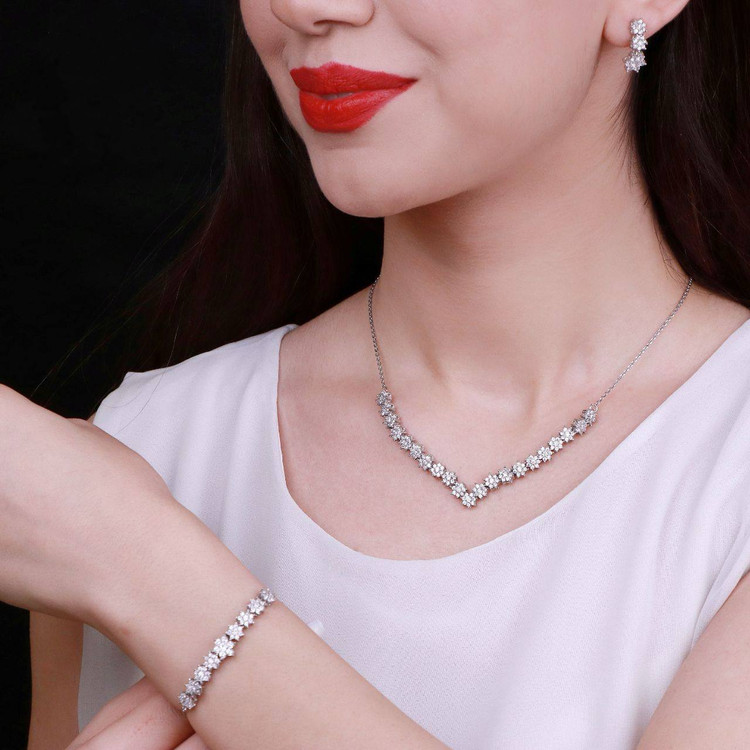 سرویس نقره جواهری زنانه کد 60310