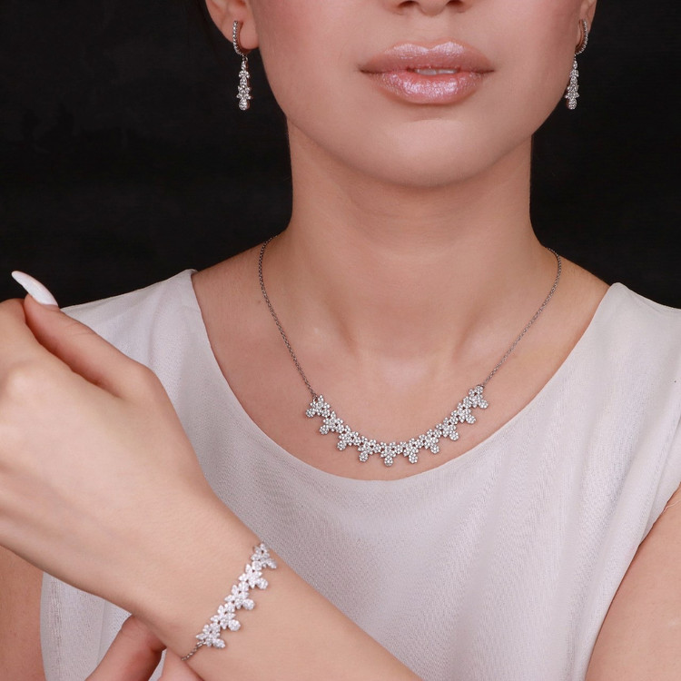 سرویس نقره جواهری زنانه کد 60294