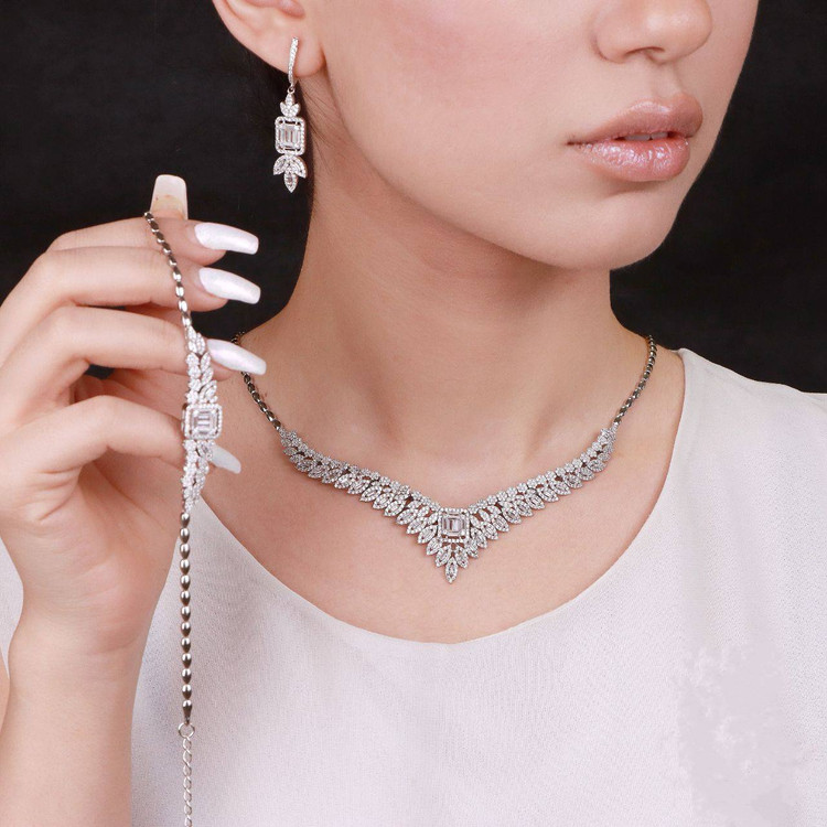 سرویس نقره جواهری زنانه کد 60305