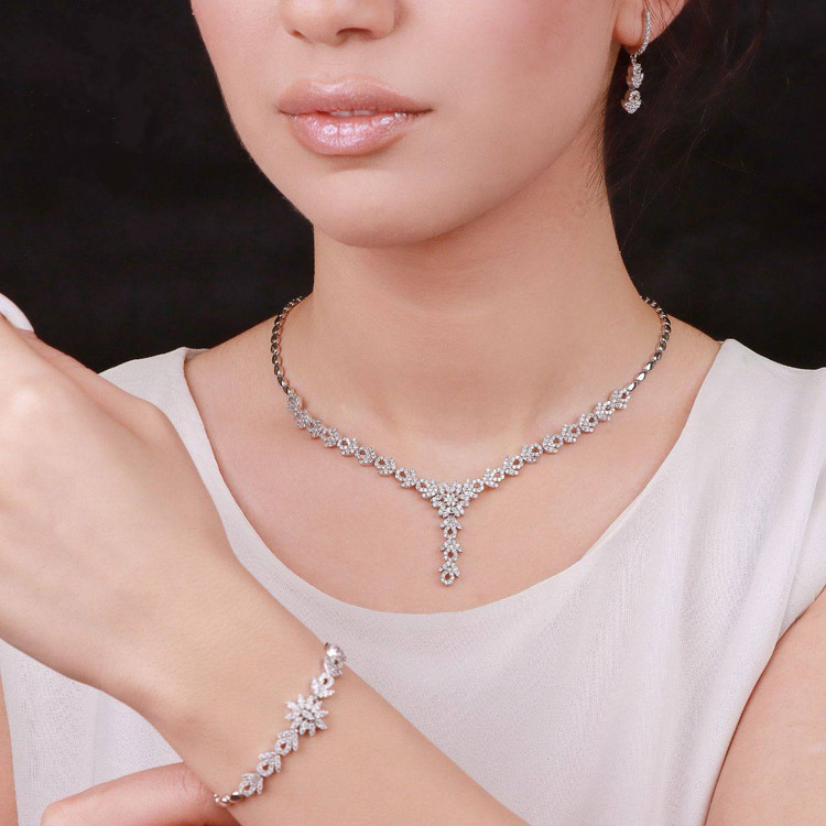 سرویس نقره جواهری زنانه کد 60307