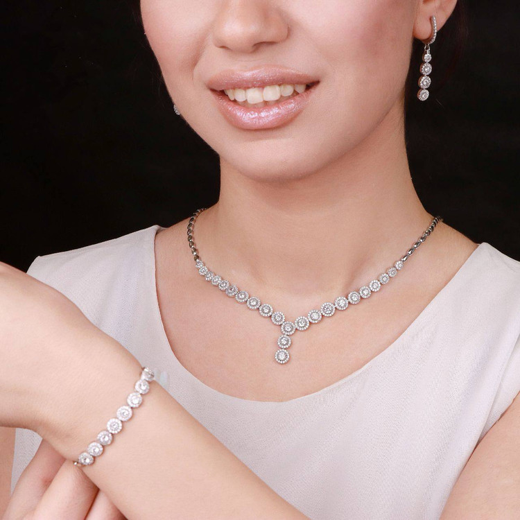 سرویس نقره جواهری زنانه کد 60312