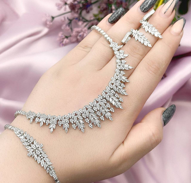 سرویس نقره جواهری زنانه کد 60315