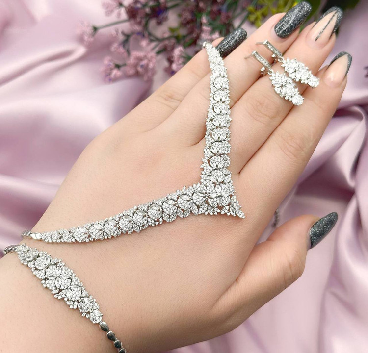 سرویس نقره جواهری زنانه کد 60317