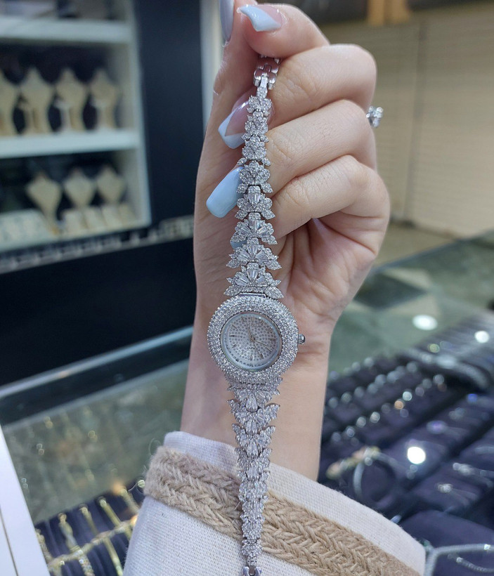 ساعت نقره جواهری زنانه کد 80139