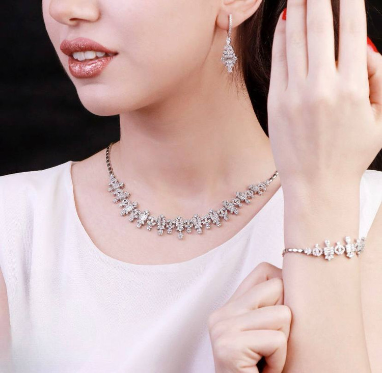 سرویس نقره جواهری زنانه کد 60356