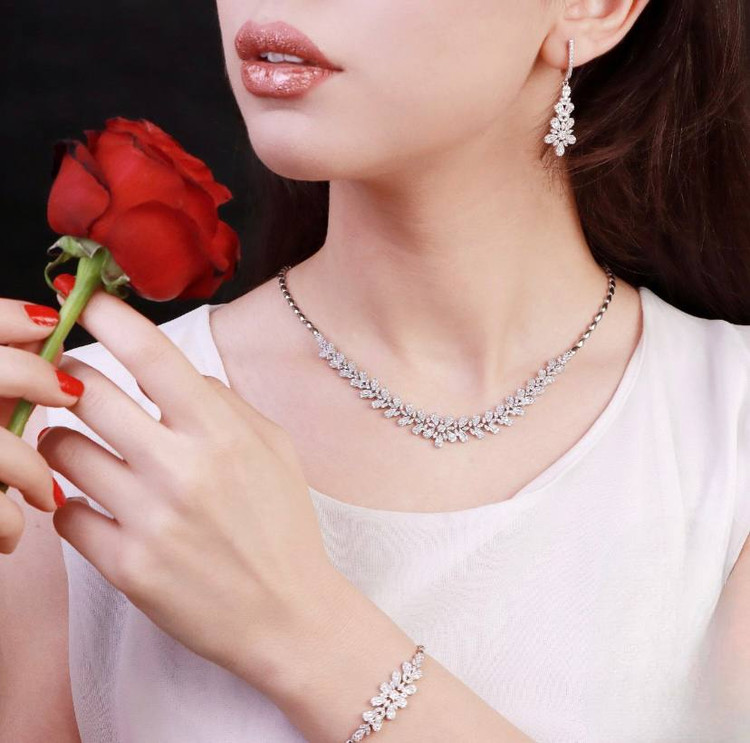 سرویس نقره جواهری زنانه کد 60358