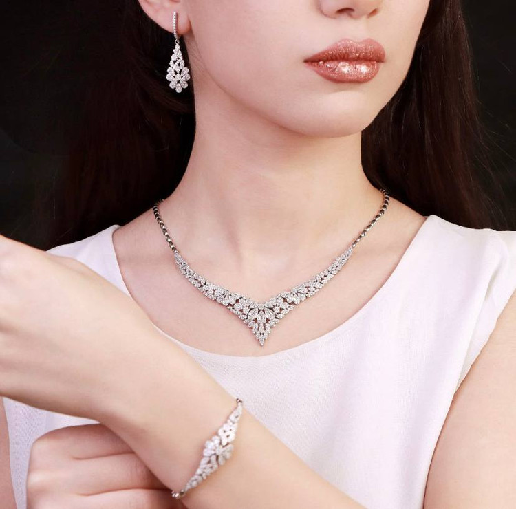 سرویس نقره جواهری زنانه کد 60364