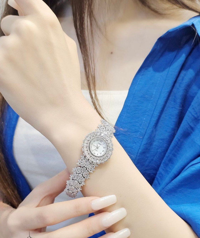 ساعت نقره جواهری زنانه کد 80268