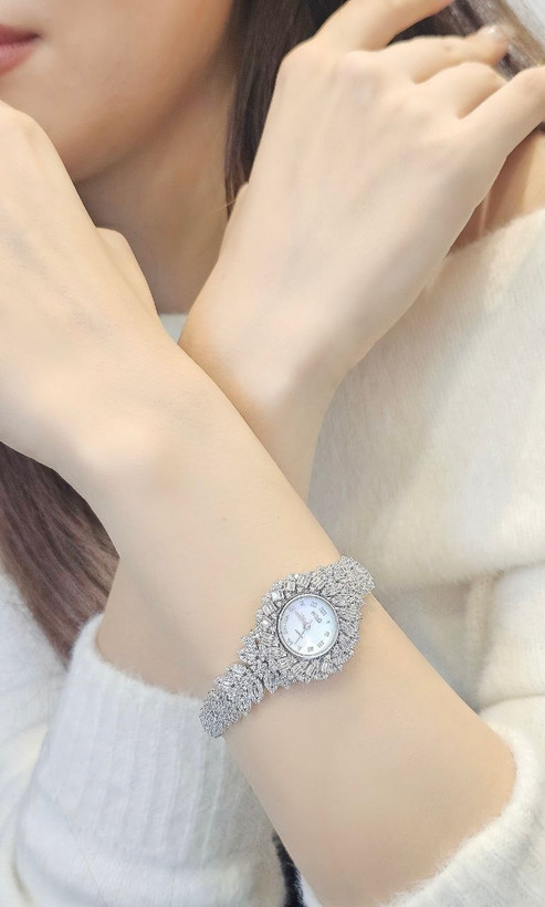 ساعت نقره جواهری زنانه کد 80275