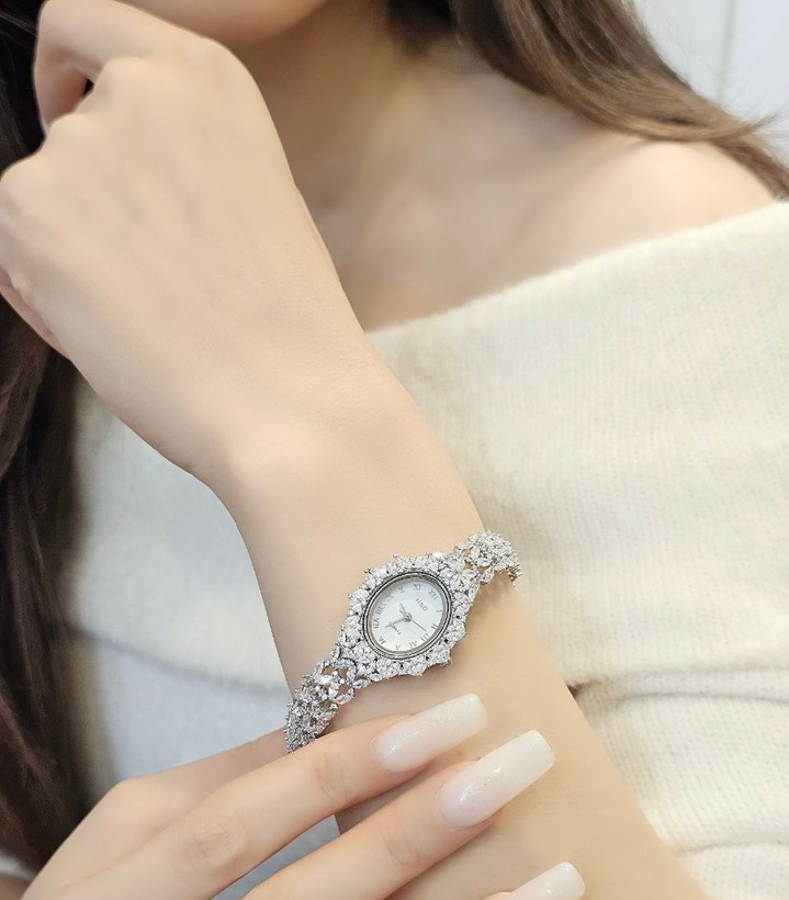 ساعت نقره جواهری زنانه کد 80276