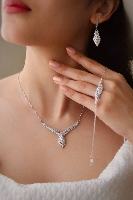 سرویس نقره جواهری زنانه کد 60654