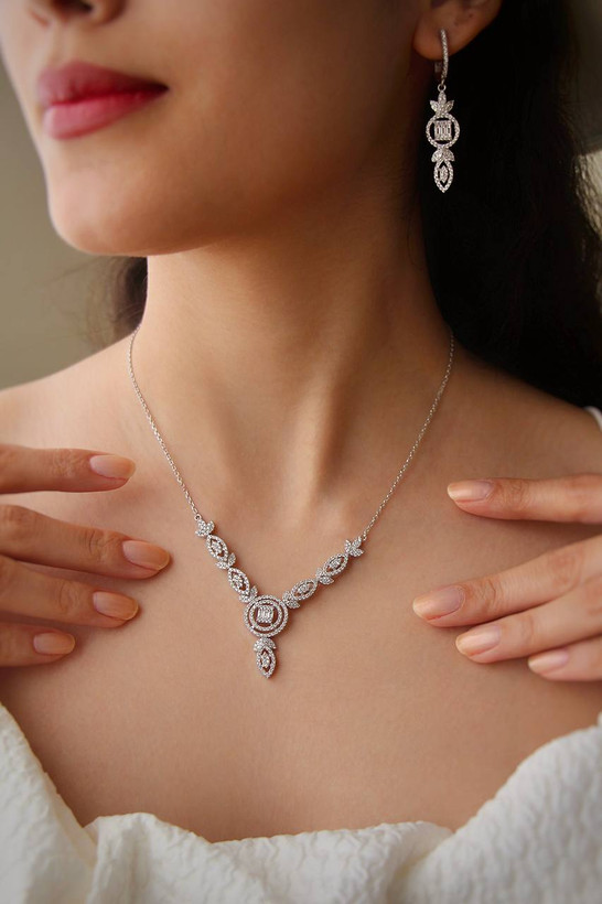 سرویس نقره جواهری زنانه کد 60657