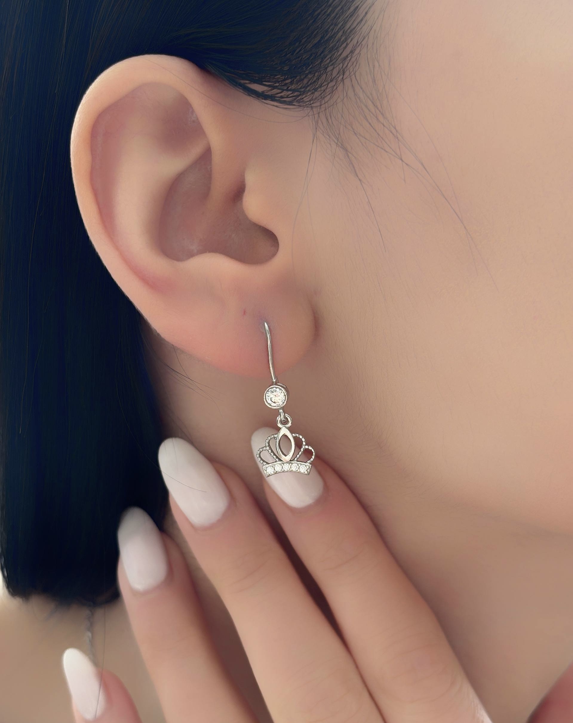 گوشواره نقره زنانه مدل تاج کد 0166