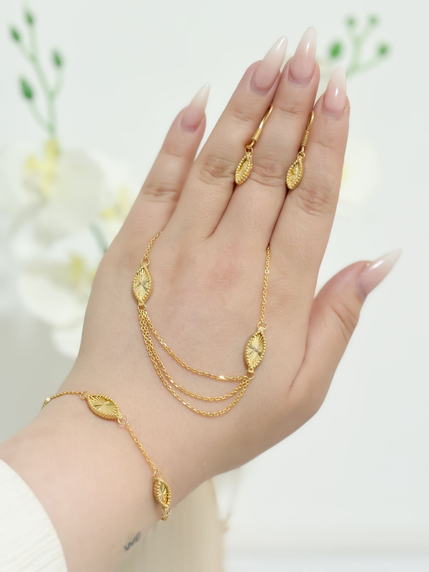 سرویس نقره اشک تراش جواهری زنانه کد 60812