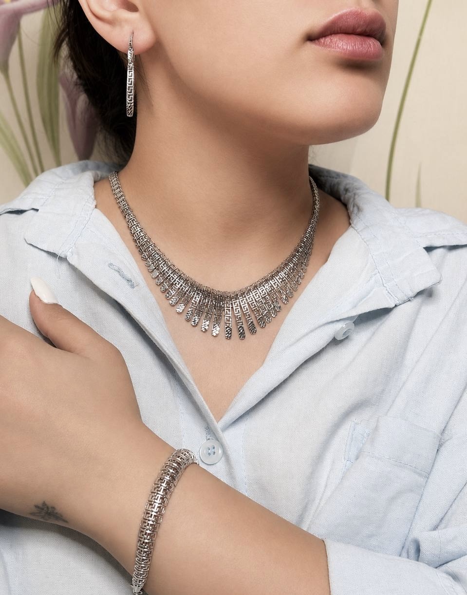 سرویس نقره کپی طلا جواهری زنانه کد 60870