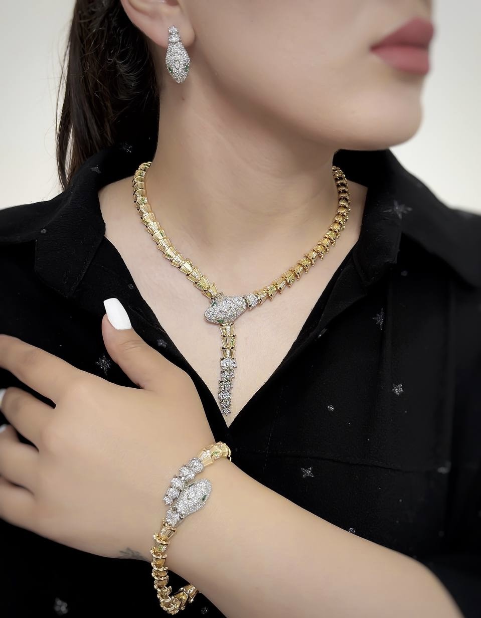 سرویس نقره بولگاری کپی طلا جواهری زنانه کد 60876