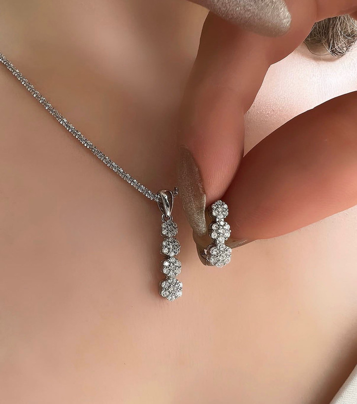 نیمست نقره فلاور وارداتی جواهری کد 00715